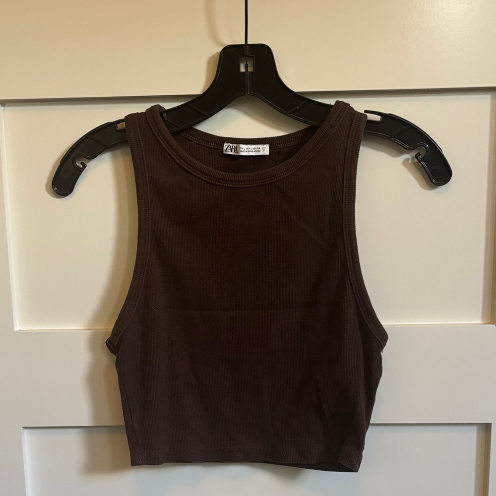 Zara Dark Brown Sleeveless Top